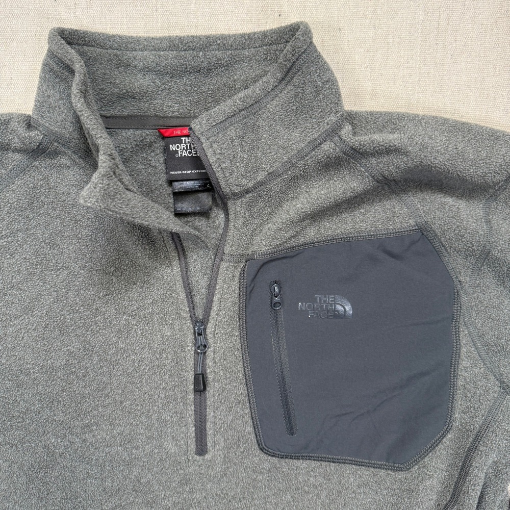 The North Face Men's Fleece Quarter Zip Pullover Gray M - Picture 2 of 8